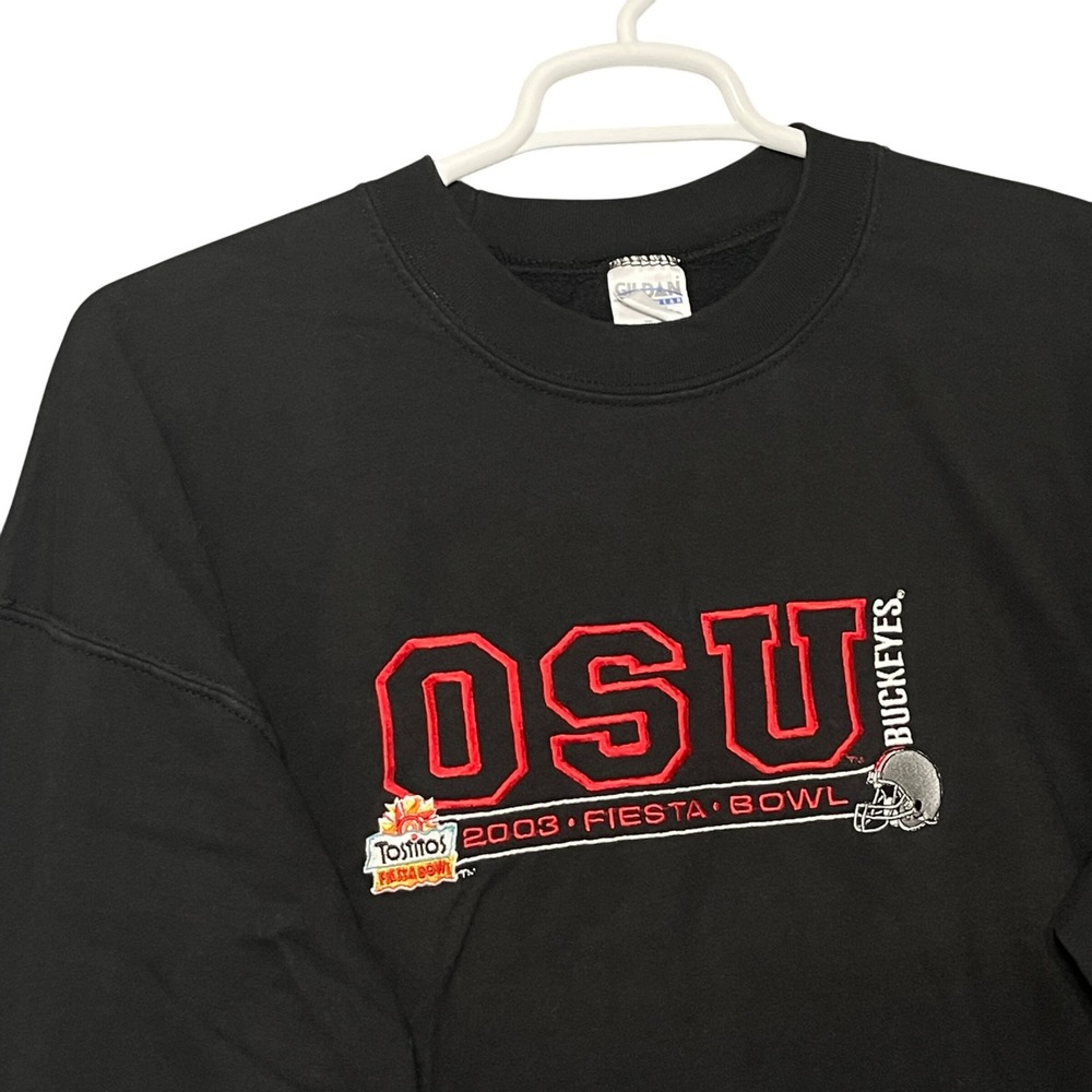 Vintage OSU‎ Buckeyes 2003 Fiesta Bowl Sweatshirt Black Gildan Mens XL Football